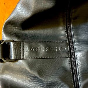 Lagerfield Black Leather Duffel Bag